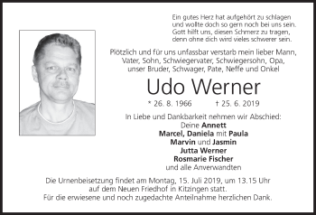 Anzeige von Udo Werner von MGO