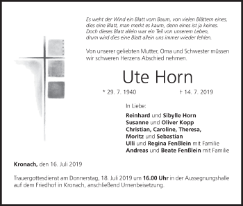 Anzeige von Ute Horn von MGO