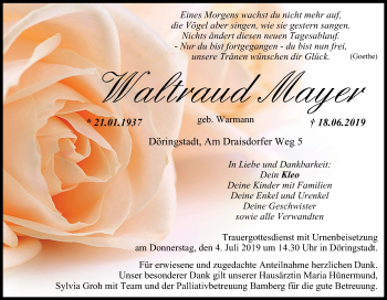 Anzeige von Waltraud Mayer von MGO