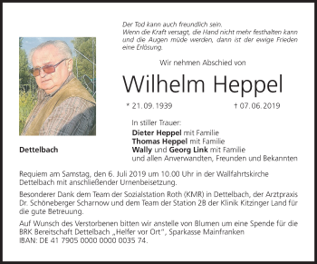 Anzeige von Wilhelm Heppel von MGO