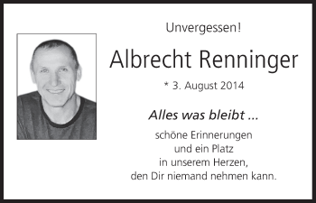 Anzeige von Albrecht Renninger von MGO