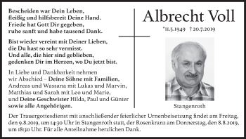 Anzeige von Albrecht Voll von MGO