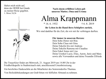 Anzeige von Alma Krappmann von MGO