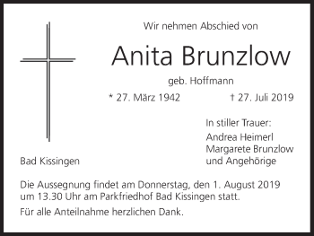 Anzeige von Anita Brunzlow von MGO