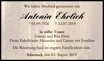 Anzeige von Antonia Ehrlich von MGO