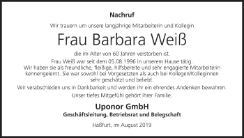 Anzeige von Barbara Weiß von MGO