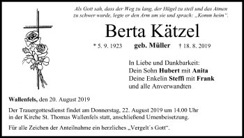 Anzeige von Berta Kätzel von MGO