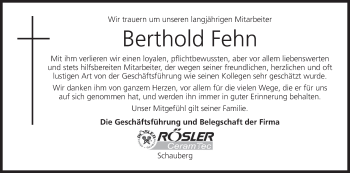 Anzeige von Berthold Fehn von MGO