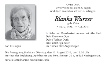 Anzeige von Blanka Wurzer von MGO