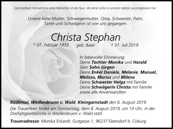 Anzeige von Christa Stephan von MGO