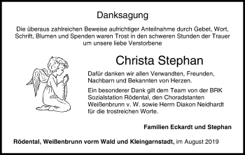 Anzeige von Christa Stephan von MGO