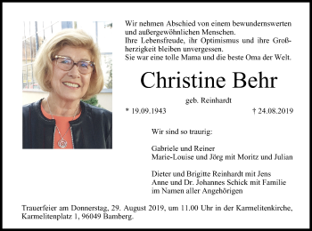 Anzeige von Christine Behr von MGO