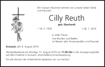 Anzeige von Cilly Reuth von MGO