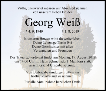 Anzeige von Georg Weiß von MGO