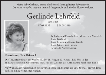 Anzeige von Gerlinde Lehrfeld von MGO