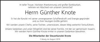 Anzeige von Günther Knote von MGO