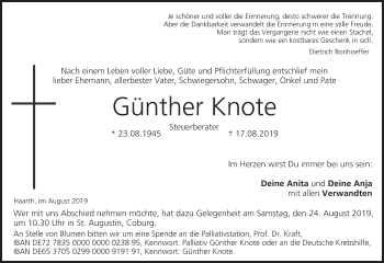 Anzeige von Günther Knote von MGO