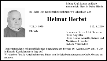 Anzeige von Helmut Herbst von MGO