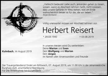 Anzeige von Herbert Reisert von MGO