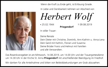 Anzeige von Herbert Wolf von MGO