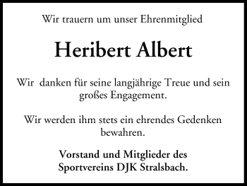 Anzeige von Heribert Albert von MGO