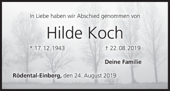 Anzeige von Hilde Koch von MGO