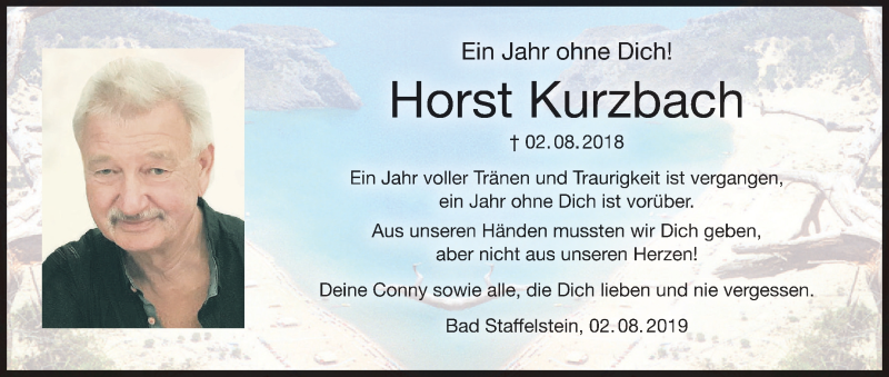  Traueranzeige für Horst Kurzbach vom 02.08.2019 aus MGO