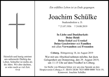 Anzeige von Joachim Schülke von MGO