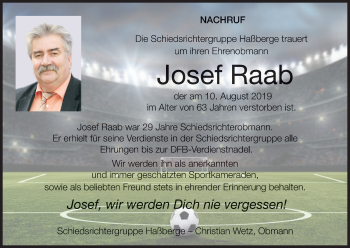 Anzeige von Josef Raab von MGO