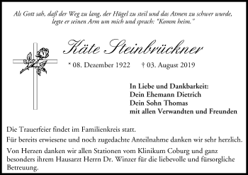 Anzeige von Käte Steinbrückner von MGO