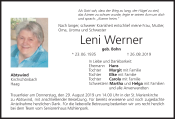 Anzeige von Leni Werner von MGO