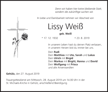 Anzeige von Lissy Weiß von MGO