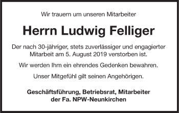 Anzeige von Ludwig Felliger von MGO