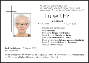 Anzeige von Luise Utz von MGO