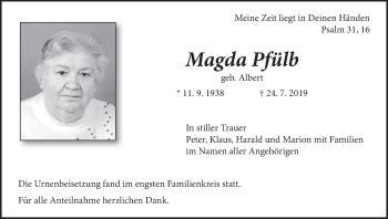 Anzeige von Magda Pfülb von MGO