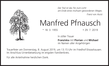 Anzeige von Manfred Pfnausch von MGO