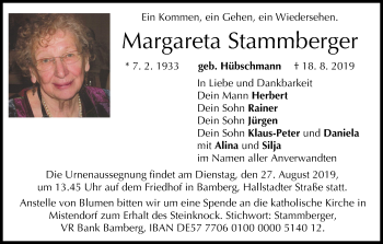 Anzeige von Margareta Stammberger von MGO