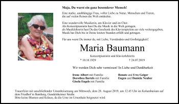 Anzeige von Maria Baumann von MGO