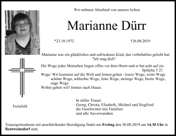 Anzeige von Marianne Dürr von MGO