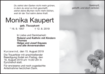 Anzeige von Monika Kaupert von MGO