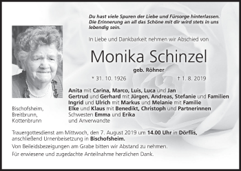 Anzeige von Monika Schinzel von MGO