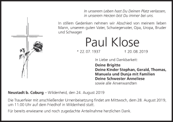 Anzeige von Paul Klose von MGO