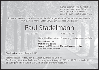 Anzeige von Paul Stadelmann von MGO