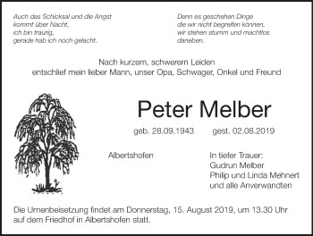 Anzeige von Peter Melber von MGO