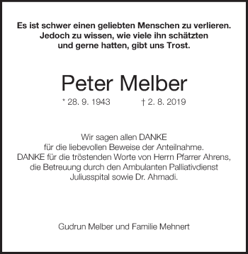 Anzeige von Peter Melber von MGO