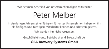 Anzeige von Peter Melber von MGO