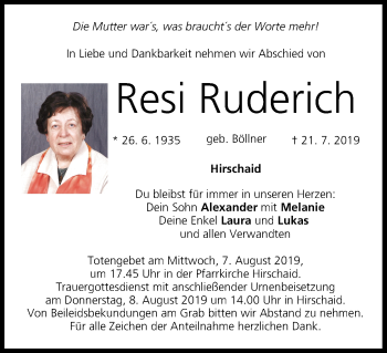 Anzeige von Resi Ruderich von MGO