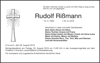 Anzeige von Rudolf Rißmann von MGO