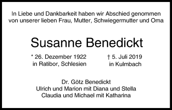 Anzeige von Susanne Benedickt von MGO