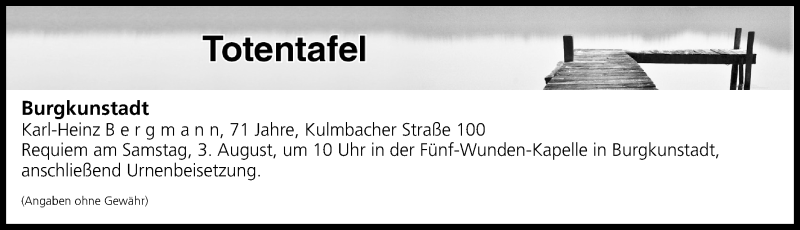  Traueranzeige für Totentafel vom 02.08.2019 vom 02.08.2019 aus MGO